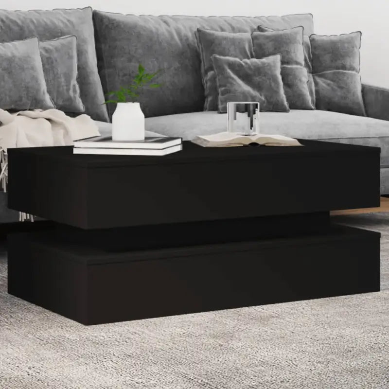 Moderne salontafel met RGB LED-verlichting en duurzaam bewerkt hout - Zwart / 1 / 90 cm - Salontafels