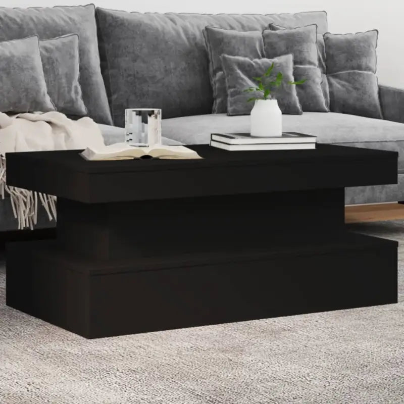 Moderne salontafel met RGB LED-verlichting en hoogwaardig bewerkt hout - Zwart / 1 / 90 cm - Salontafels
