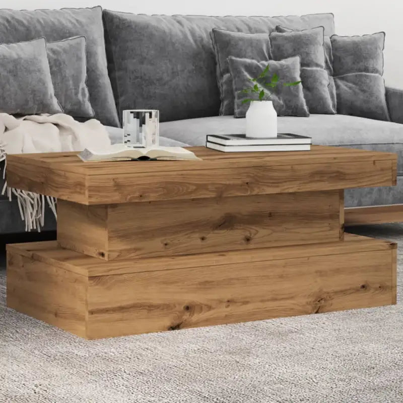 Moderne salontafel met RGB LED-verlichting en hoogwaardig bewerkt hout - artisian oak / 1 / 90 cm - Salontafels