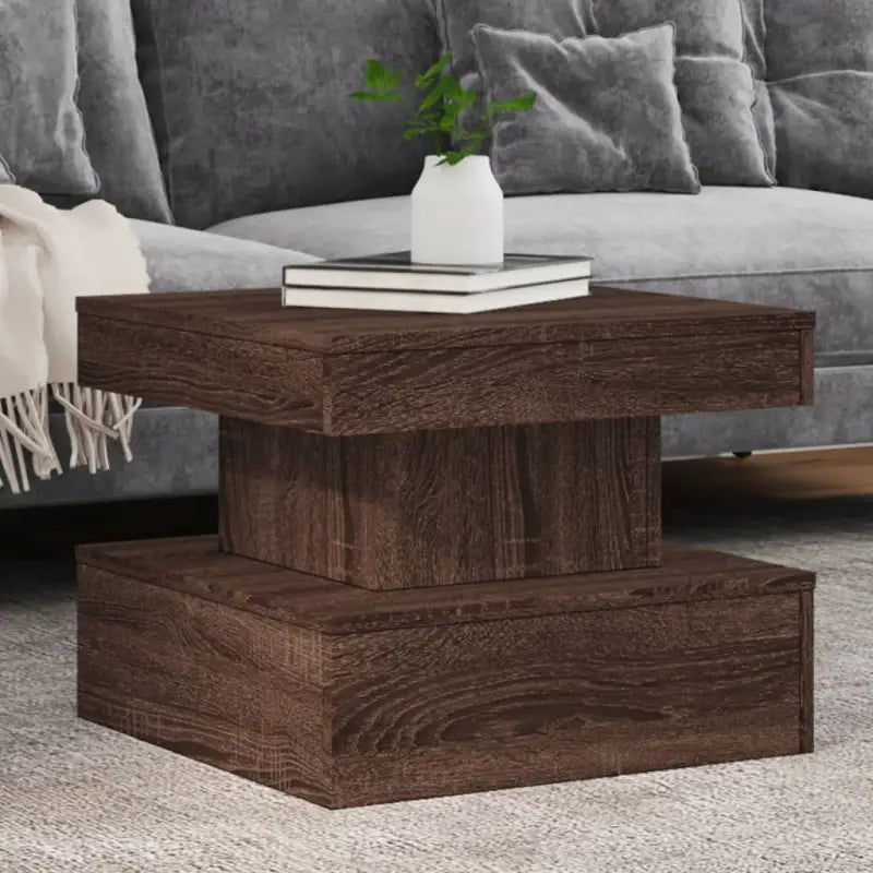 Moderne salontafel met RGB LED-verlichting en hoogwaardig bewerkt hout - bruin eikenkleur / 1 / 50 cm - Salontafels