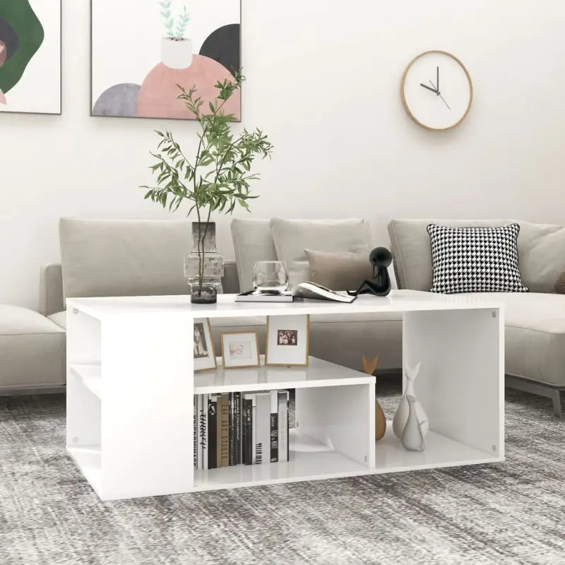 Moderne salontafel van bewerkt hout met opbergruimte - Wit / 1 - Salontafels