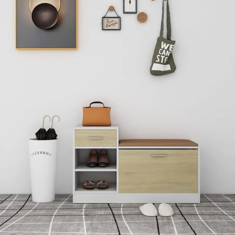 Moderne schoenenkast van bewerkt hout voor een opgeruimd overzicht - Wit en sonoma eiken / 1 - Schoenenrekken