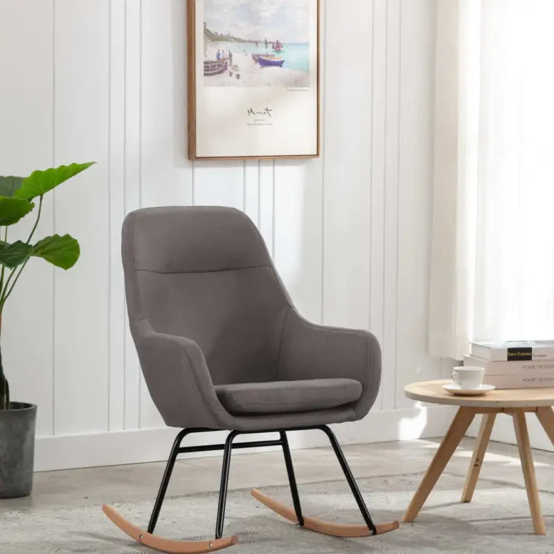 Moderne schommelstoel met zacht bekleding en stabiel metalen frame - Lichtgrijs / 1 - Schommelstoelen