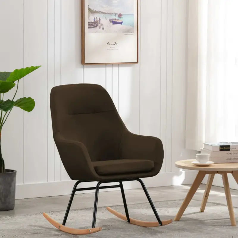 Moderne schommelstoel met zacht bekleding en stabiel metalen frame - Bruin / 1 - Schommelstoelen