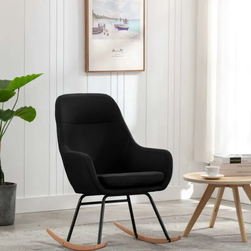 Moderne schommelstoel met zacht bekleding en stabiel metalen frame - Zwart / 1 - Schommelstoelen