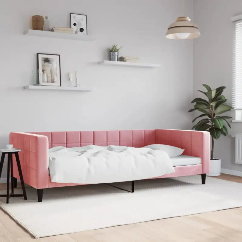 Moderne slaapbank met onderschuifbed voor praktische woon- en slaapkamer - Roze / 100 x 200 cm / zonder matras - Bedden