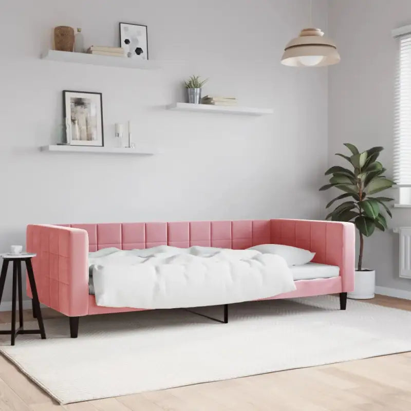 Moderne slaapbank met onderschuifbed voor praktische woon- en slaapkamer - Roze / 90 x 200 cm / zonder matras - Bedden