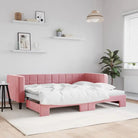 Moderne slaapbank met onderschuifbed voor praktische woon- en slaapkamer - Roze / 80 x 200 cm / met onderschuifbed