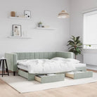 Moderne slaapbank met onderschuifbed voor praktische woon- en slaapkamer - Lichtgrijs / 90 x 190 cm