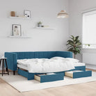 Moderne slaapbank met onderschuifbed voor praktische woon- en slaapkamer - Blauw / 90 x 200 cm / met onderschuifbed