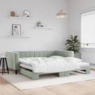 Moderne slaapbank met onderschuifbed voor praktische woon- en slaapkamer - Lichtgrijs / 100 x 200 cm
