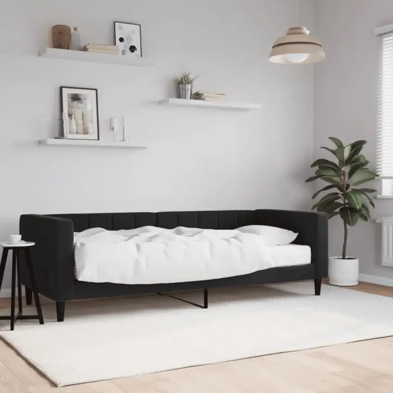 Moderne slaapbank met onderschuifbed voor praktische woon- en slaapkamer - Zwart / 80 x 200 cm / met matras - Bedden &