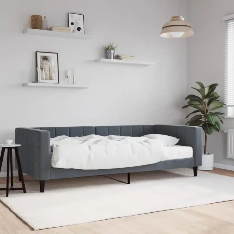Moderne slaapbank met onderschuifbed voor praktische woon- en slaapkamer - Donkergrijs / 90 x 190 cm / met matras