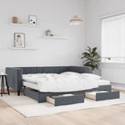 Moderne slaapbank met onderschuifbed voor praktische woon- en slaapkamer - Donkergrijs / 100 x 200 cm