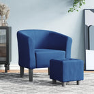 Moderne stof kuipstoel voor woonkamer slaapkamer of kantoor - Blauw / 1 / Met voetenbank - Fauteuils & Relaxfauteuils