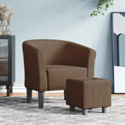 Moderne stof kuipstoel voor woonkamer slaapkamer of kantoor - Bruin / 1 / Met voetenbank - Fauteuils & Relaxfauteuils