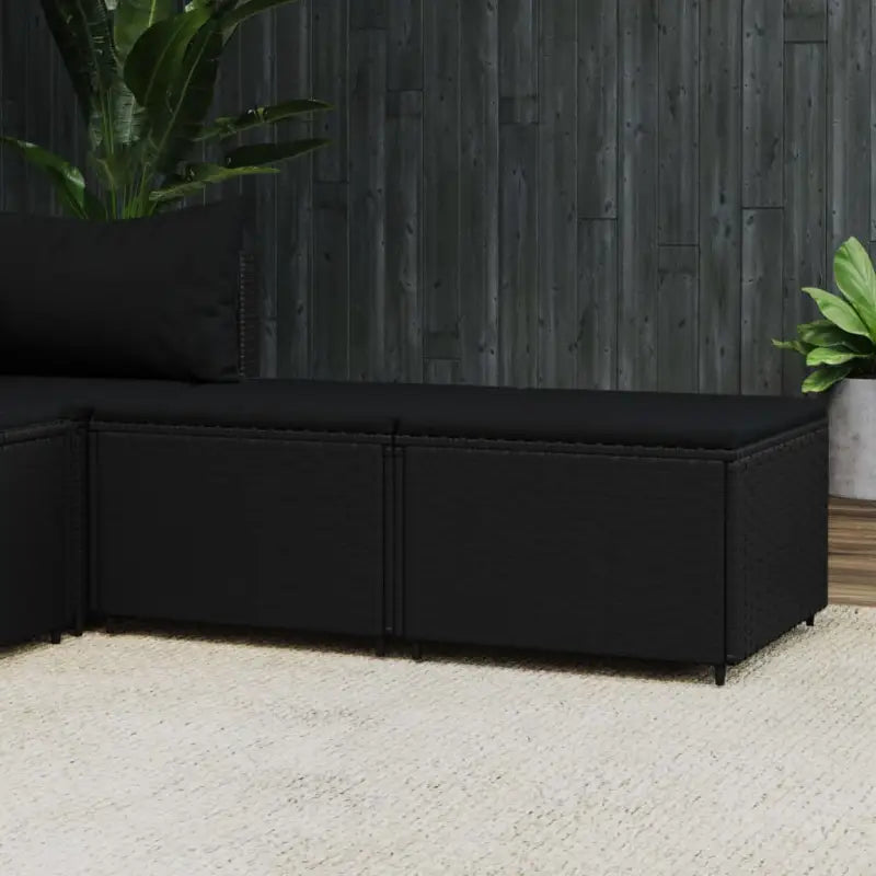 Moderne tuinpoefs met poly rattan voor stijlvol ontspannen - Zwart / 2 - Tuinpoefs