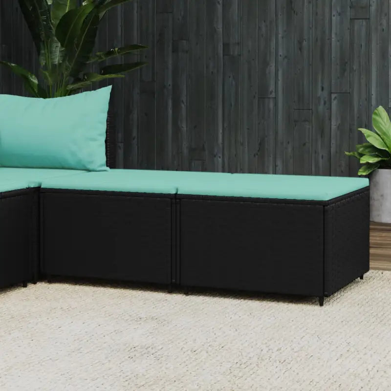 Moderne tuinpoefs met poly rattan voor stijlvol ontspannen - Zwart en blauw / 2 - Tuinpoefs