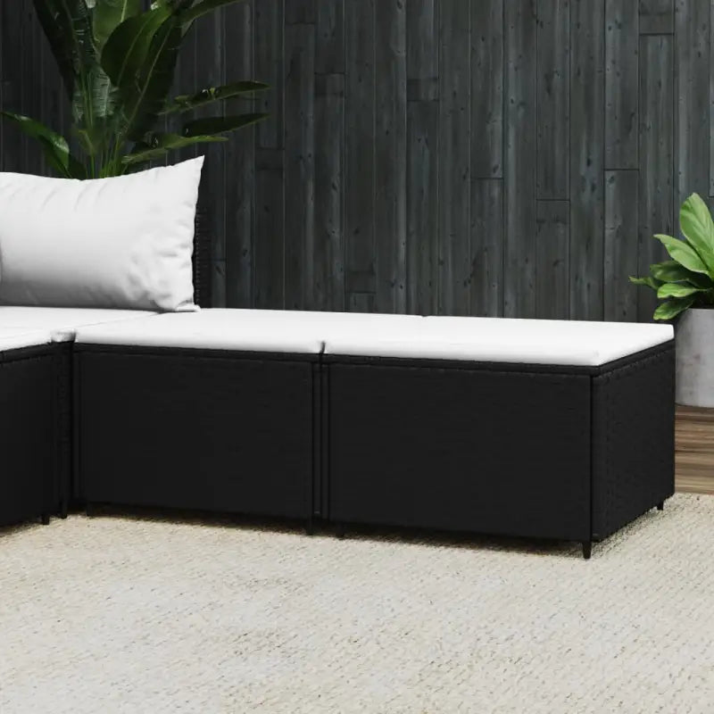 Moderne tuinpoefs met poly rattan voor stijlvol ontspannen - Zwart en wit / 2 - Tuinpoefs