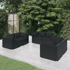 Moderne Tuinset met comfortabele zitkussen en stevige afmetingen - Zwart / 6x hoek - Tuinsets