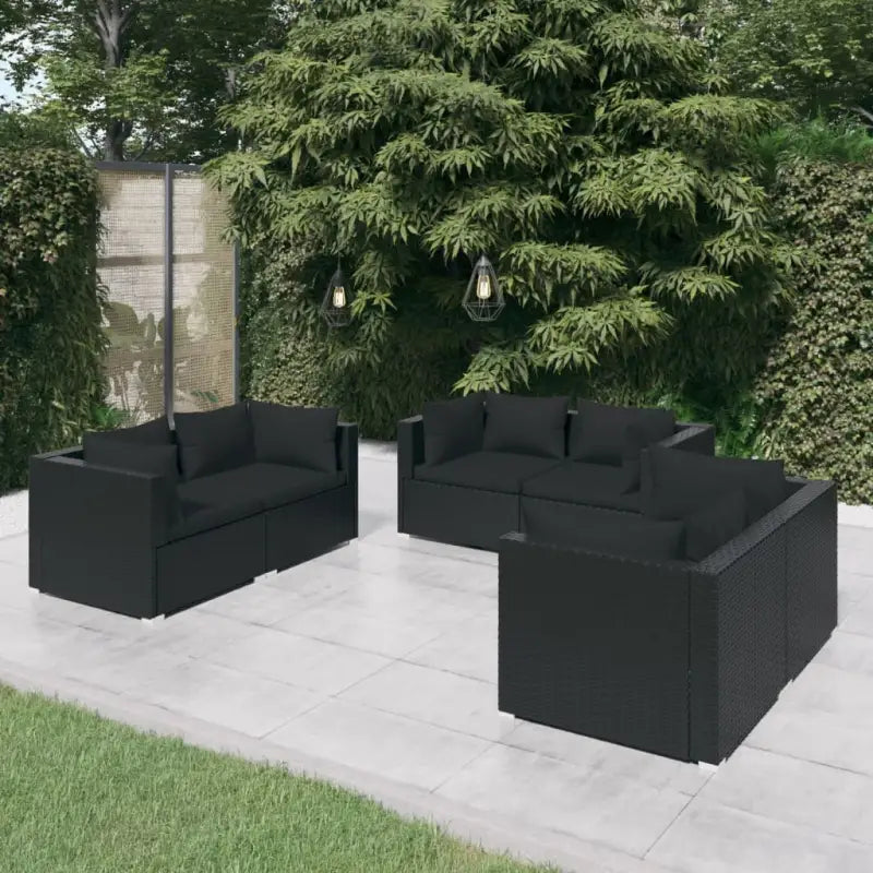 Moderne Tuinset met comfortabele zitkussen en stevige afmetingen - Zwart / 6x hoek - Tuinsets