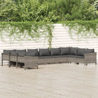 Moderne tuinset met poly rattan en afmetingen zitting met armleuning links - 2x corner + 6x middle + 2x armchair