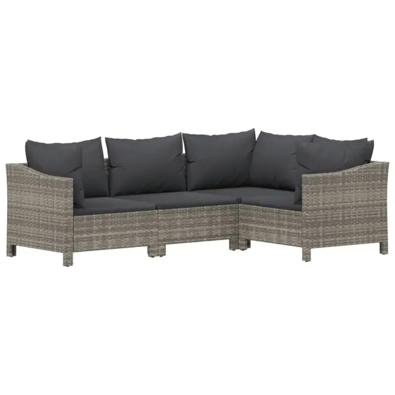 Moderne tuinset met poly rattan en armleuning links - 3x Fauteuil + hoek + 3x midden + voetensteun - Tuinsets