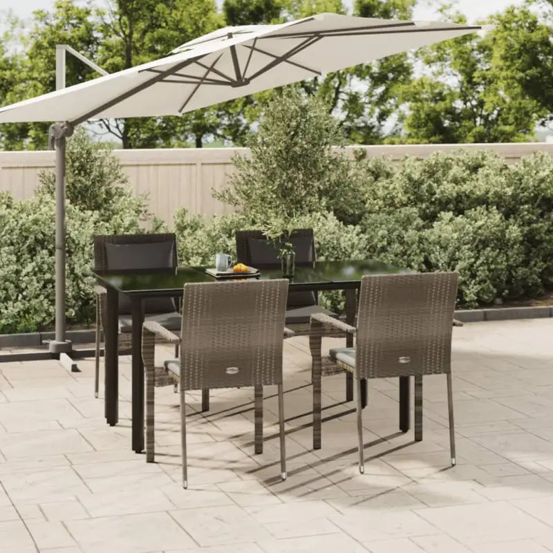 Moderne tuinset met poly rattan en gepoedercoat staal eenvoudig schoon - Grijs / 160 cm tafellengte - Tuinsets