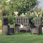 Moderne tuinset met poly rattan en massief acaciahout voor buitengebruik - Zwart / Bank + 2x stoel - Tuinsets