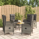 Moderne tuinset met poly rattan en massief acaciahout voor buitengebruik - Grijs / 2x Bank + 2x stoel + Tafel - Tuinsets