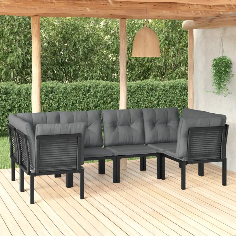 Moderne tuinset met poly rattan en zwart materiaal voor comfortabele ontspanning - Tuinsets