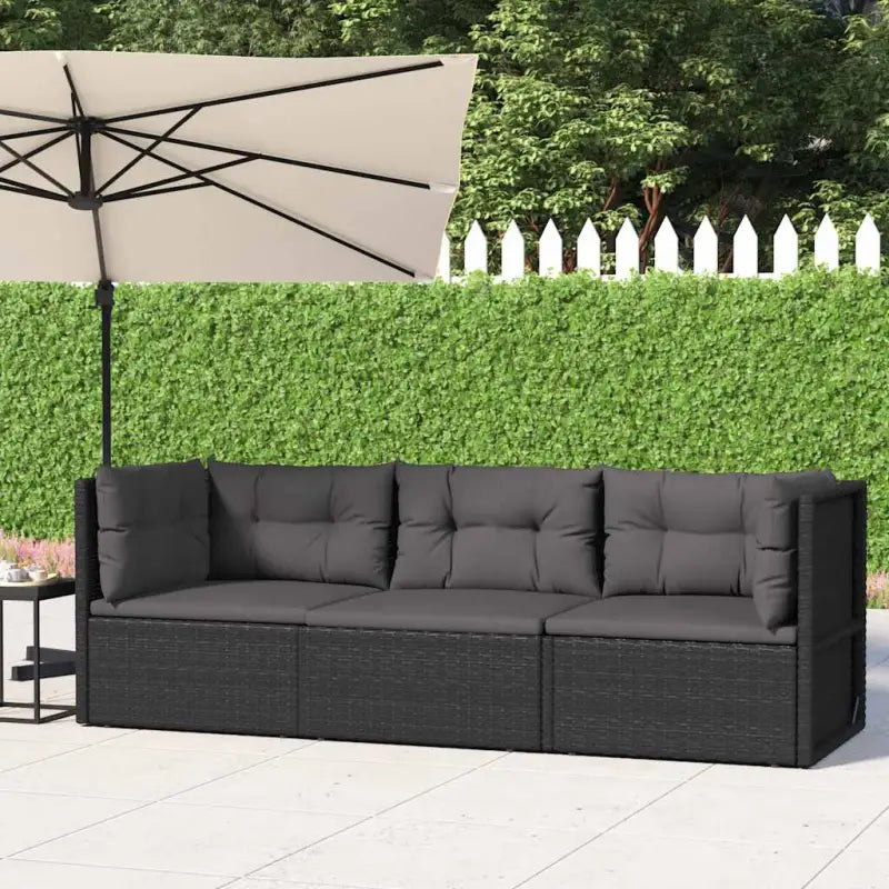 Moderne tuinset van poly rattan met comfortabele afmetingen zitting - Zwart / 2x hoek + midden - Tuinsets