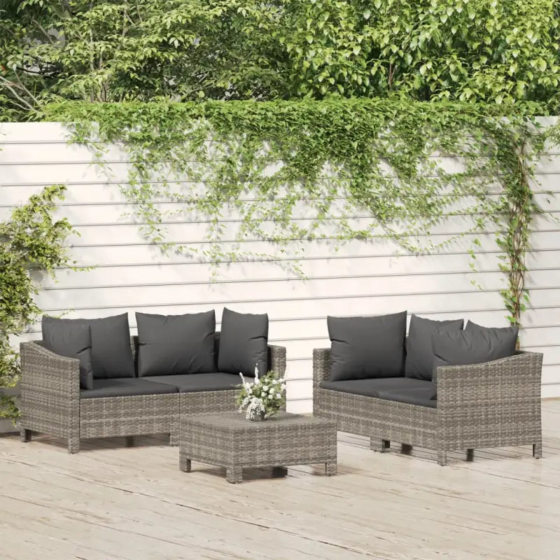 Moderne tuinset van poly rattan met comfortabele zitkussens - Tuinsets