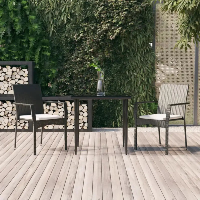 Moderne tuinset van poly rattan met gehard glas en eenvoudig schoonmaken - Zwart / 80 cm tafellengte - Tuinsets
