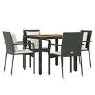 Moderne tuinset van poly rattan met massief acaciahout en gepoedercoat staal - Tuinsets