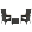 Moderne tuinset van poly rattan met zwart materiaal en gehard glas - Tuinsets