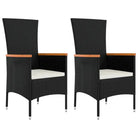 Moderne tuinset van poly rattan met zwart materiaal en gehard glas - Tuinsets