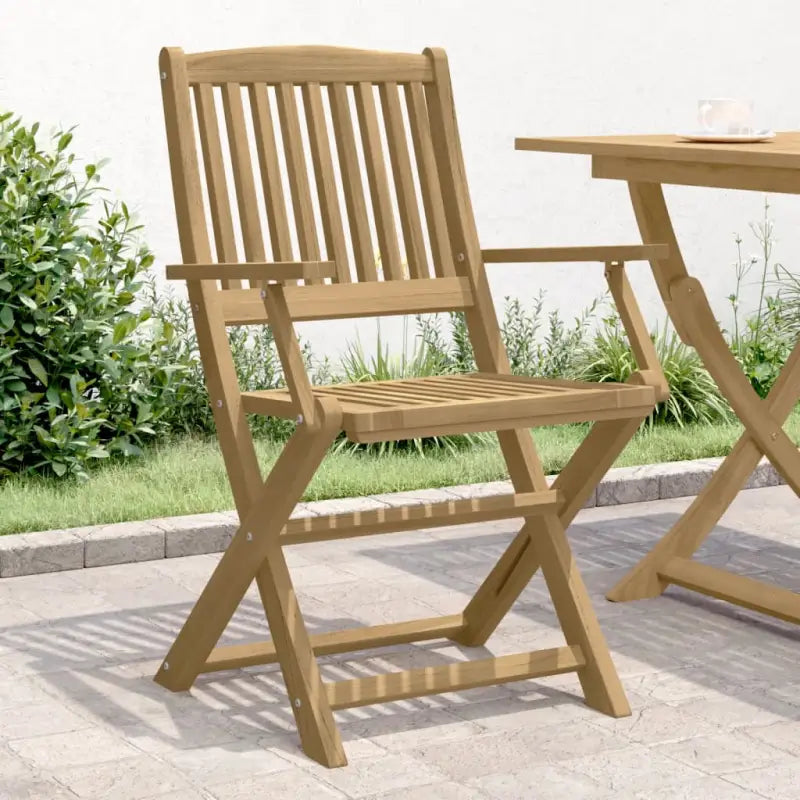Moderne tuinstoelen van massief acaciahout voor buitengebruik - Lichtbruin / 4 / Met armleuning - Tuinstoelen