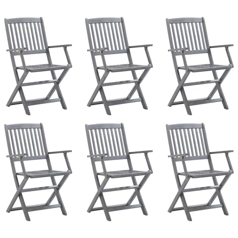 Moderne tuinstoelen van massief acaciahout voor buitengebruik - Grijs / 6 / Met armleuning - Tuinstoelen