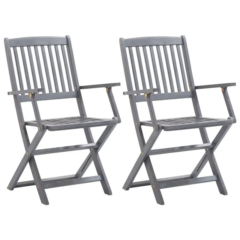 Moderne tuinstoelen van massief acaciahout voor buitengebruik - Grijs / 2 / Met armleuning - Tuinstoelen