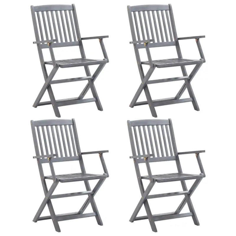 Moderne tuinstoelen van massief acaciahout voor buitengebruik - Grijs / 4 / Met armleuning - Tuinstoelen
