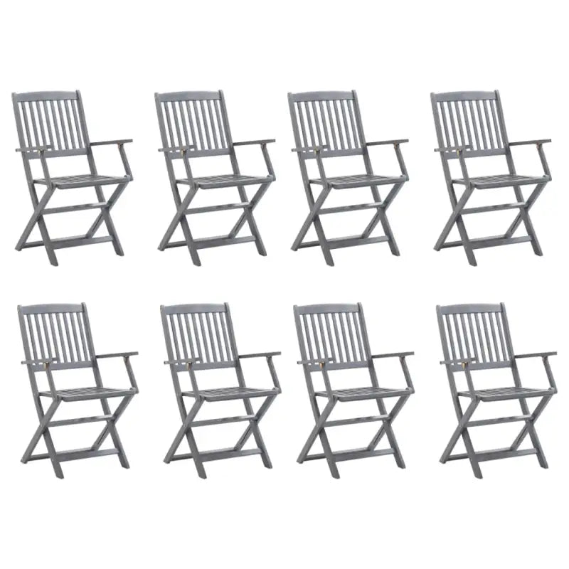 Moderne tuinstoelen van massief acaciahout voor buitengebruik - Grijs / 8 / Met armleuning - Tuinstoelen