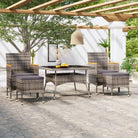 Moderne tuintafel met poly rattan en gehard glas voor buitengebruik - Zwart en grijs / 120 x 120 x 75 cm - Tuinsets