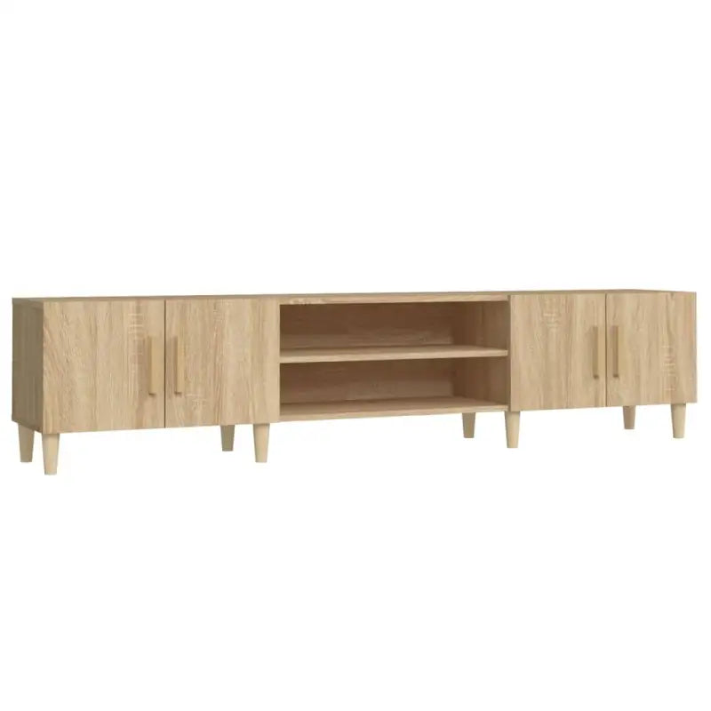 Moderne tv-meubel met bewerkt hout en houten poten voor strak interieur - Tv-meubels