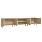 Moderne tv-meubel met bewerkt hout en houten poten voor strak interieur - Tv-meubels
