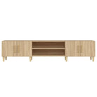 Moderne tv-meubel met bewerkt hout en houten poten voor strak interieur - Tv-meubels
