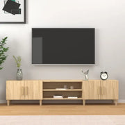 Moderne tv-meubel met bewerkt hout en houten poten voor strak interieur - Tv-meubels