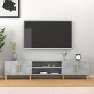 Moderne tv-meubel met bewerkt hout en houten poten voor strak interieur - Betongrijs / 1 - Tv-meubels