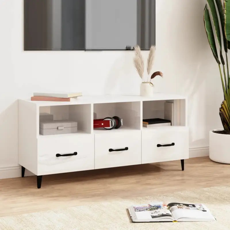 Moderne TV-meubel van bewerkt hout in hoogglans wit - Tv-meubels