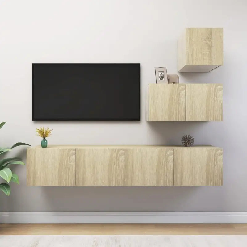 Moderne TV Meubelset Van Behandeld Hout Met Veel Opbergruimte - Sonoma eiken / 1 / 60/80 cm - Tv-meubels
